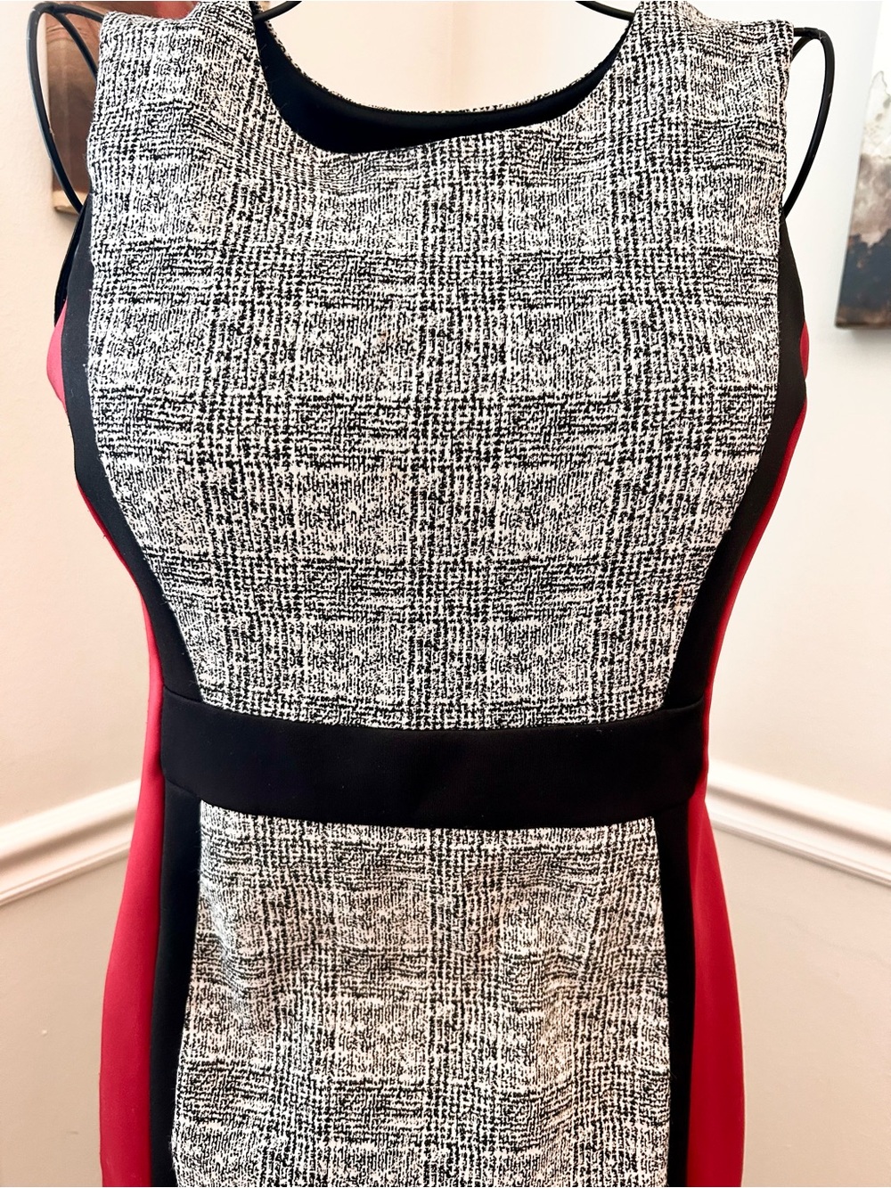 Enfocus Studio Black, White & Red Colorblock Sheath Dress